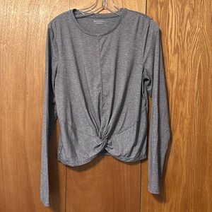 Athleta Essence Twist Front Top Cropped Long Sleeves Gray Size L Large